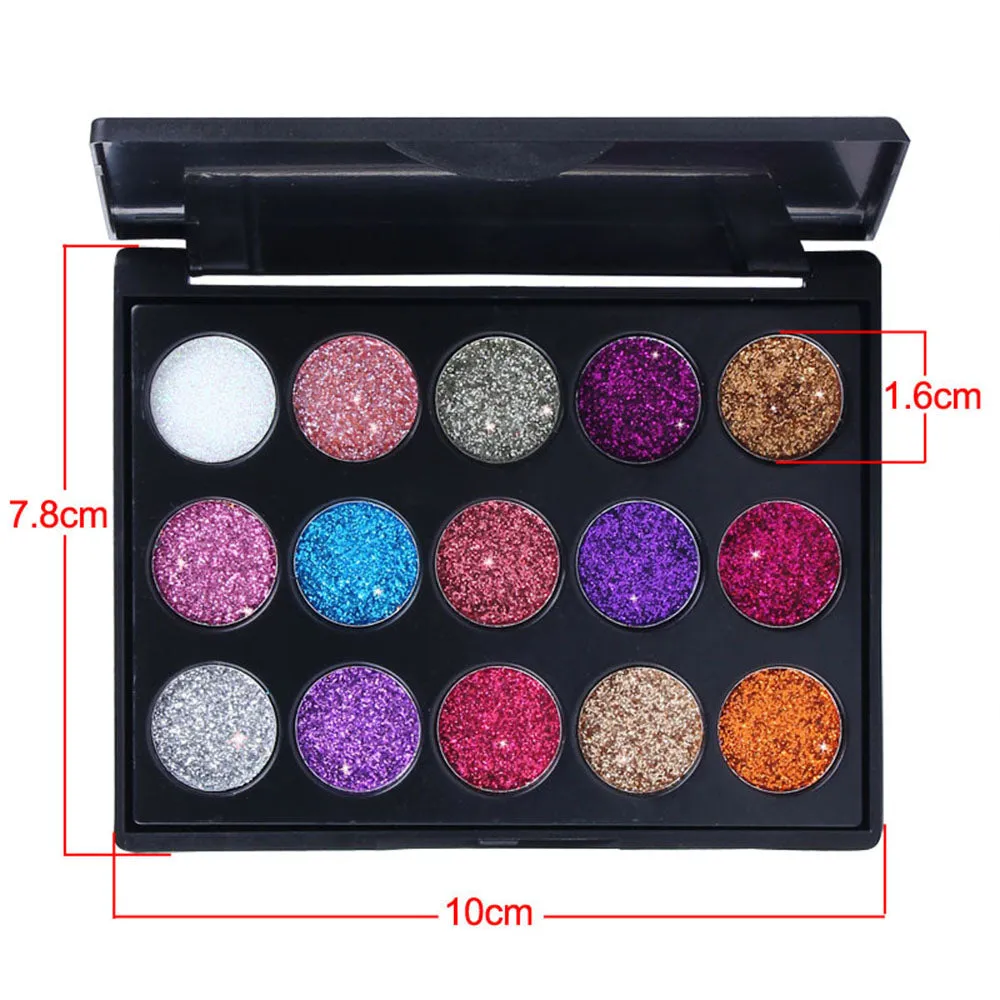 15 Colors Pro Glitter Eyeshadow Palette,Chunky & Fine Pressed Glitter Eye Shadow Powder Makeup Pallet Palettes Mermaid Small Sequins Highly Pigmented Ultra Shimmer Shiny Sparkling for Face Body Set01