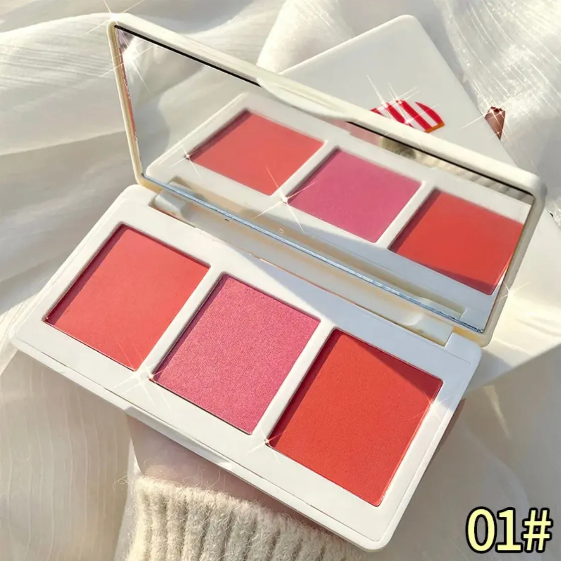 3 Colors Kawaii Gorgeous Blush Palette Waterproof & Long-lasting Rouge Kit