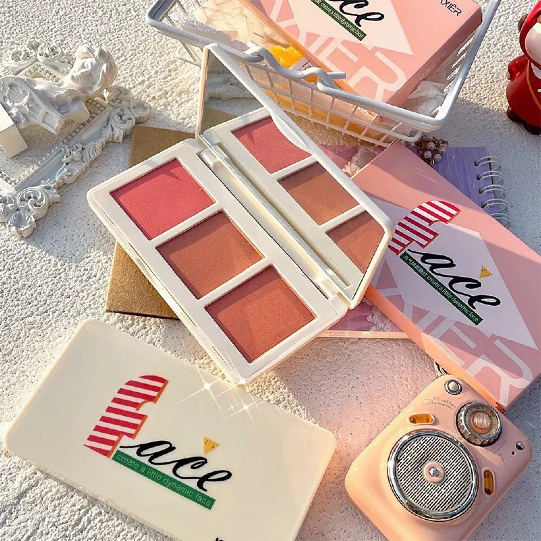 3 Colors Kawaii Gorgeous Blush Palette Waterproof & Long-lasting Rouge Kit