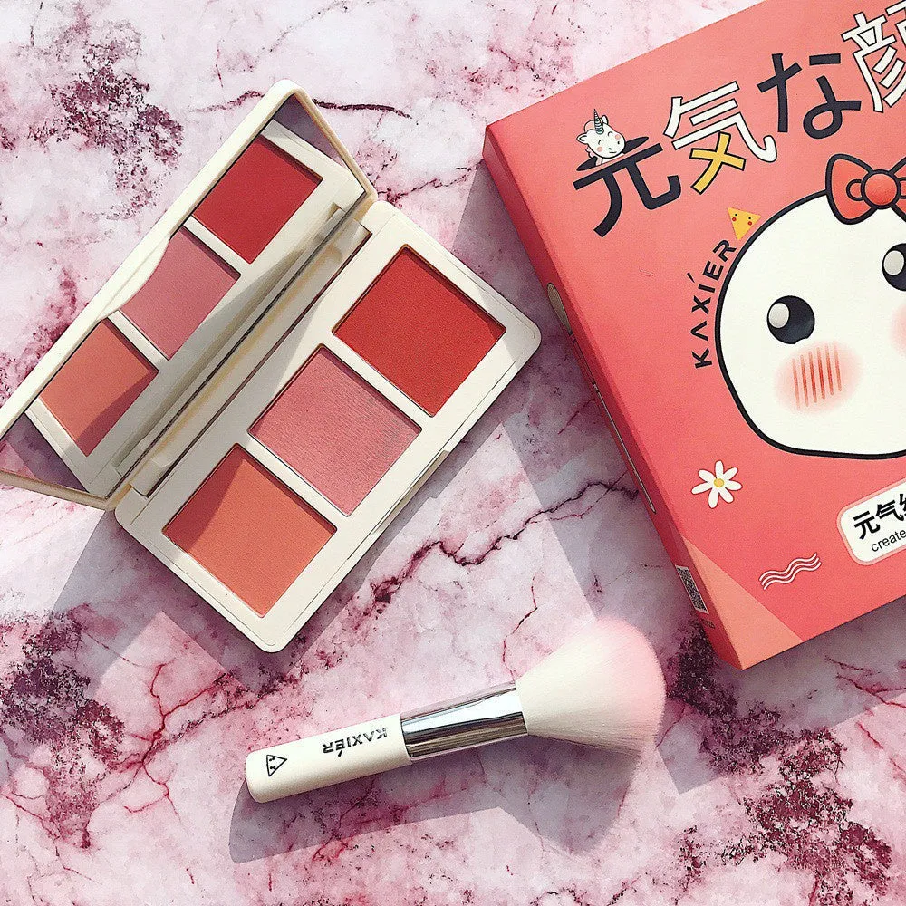 3 Colors Kawaii Gorgeous Blush Palette Waterproof & Long-lasting Rouge Kit