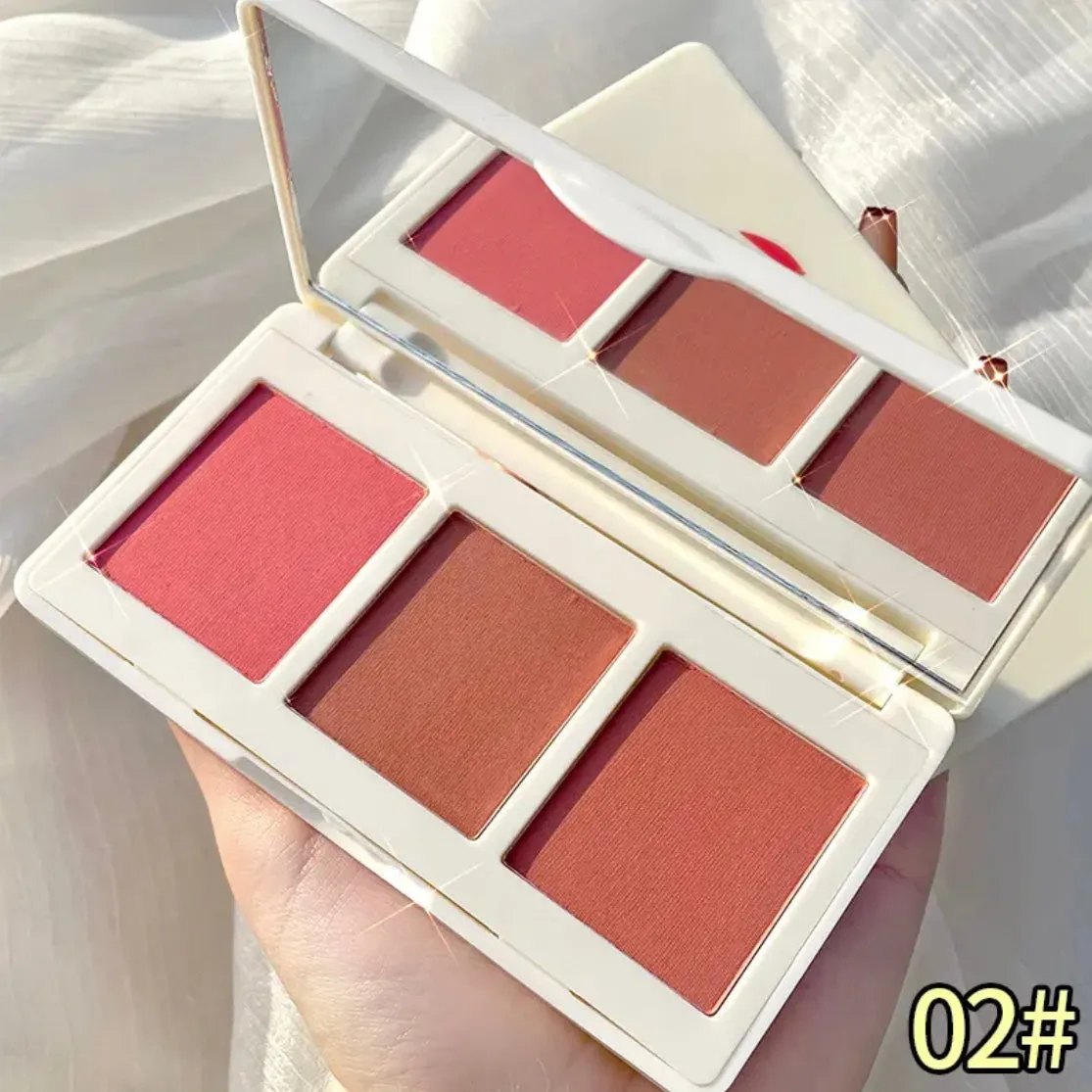 3 Colors Kawaii Gorgeous Blush Palette Waterproof & Long-lasting Rouge Kit