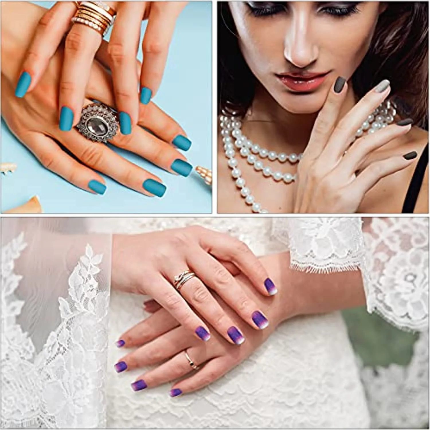 388 Pieces 30 Sheets Glitter Full Wraps Nail Polish Stickers Self-Adhesive Nail Art Decals Nail Polish Strips with Nail Files for Women Girls DIY Nail Art Decoration (Classical Style)