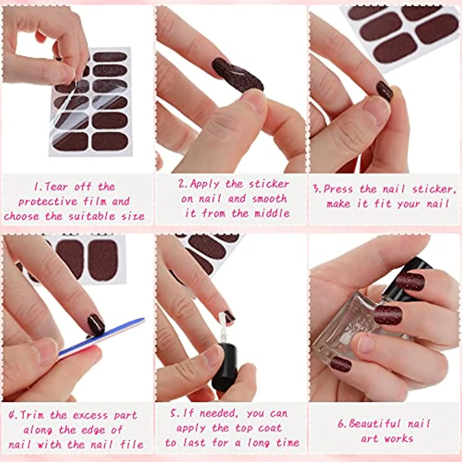 388 Pieces 30 Sheets Glitter Full Wraps Nail Polish Stickers Self-Adhesive Nail Art Decals Nail Polish Strips with Nail Files for Women Girls DIY Nail Art Decoration (Classical Style)