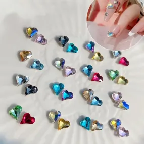 50 Pcs 3D Mixed Shiny Stones Mixed Color Heart Nail Art Nail Art Decorations Nail Crystal Nail Accessories