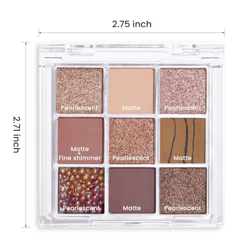 9Colors Pink Rose Gold Brown Warm Colorful Eyeshadow Palette Makeup,Korean Natural Neutral Eyeshadow palettes Highly Pigmented Naturing-Look