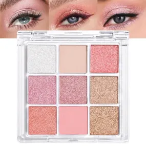 9Colors Rose Gold Dark Brown Colorful Eyeshadow Palette Makeup,Matte Shimmer Korean Natural Neutral Smokey Eye Eyeshadow palettes
