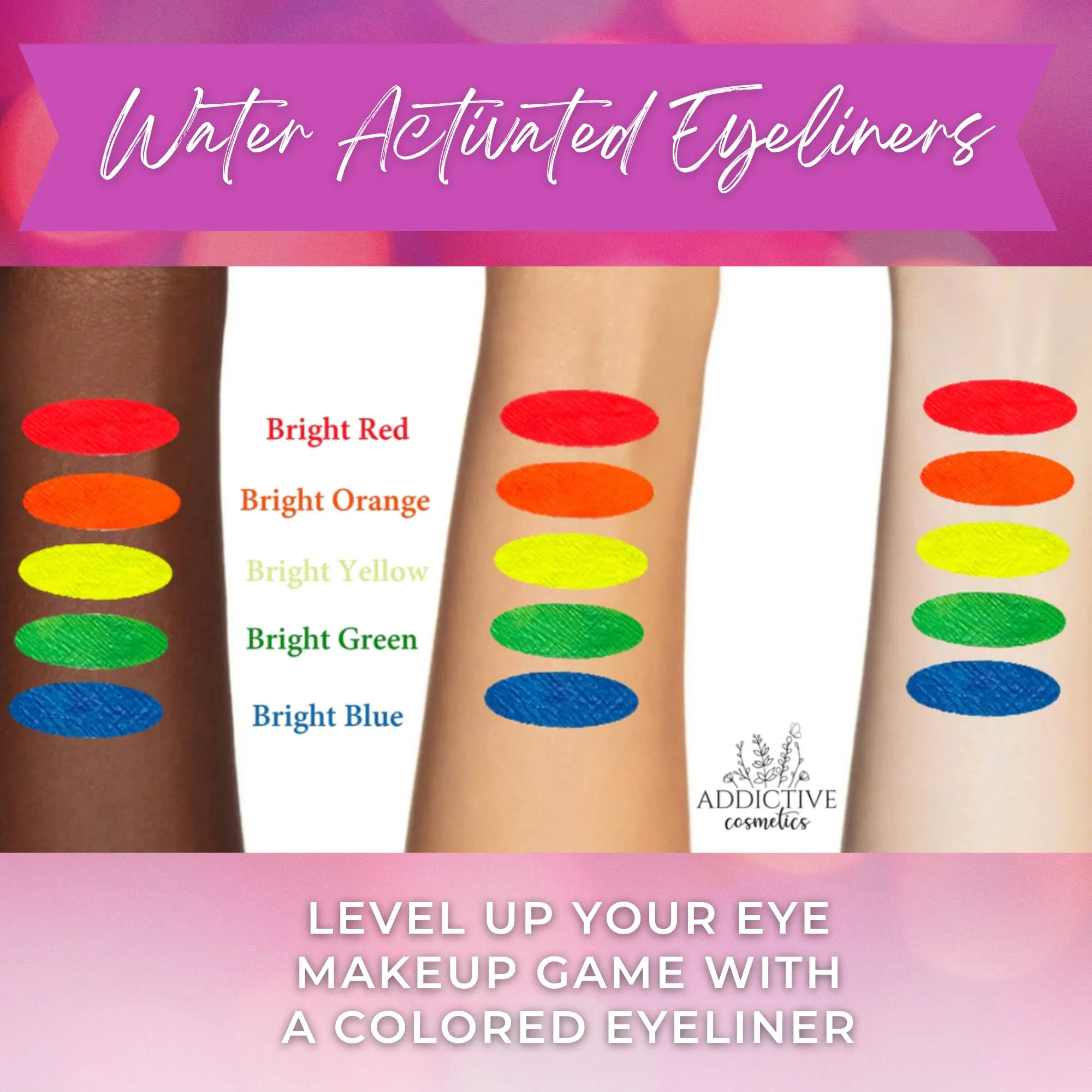 Addictive Cosmetics Bright Orange Cake Eyeliner with Applicator Brush - Water Activated Dry Pressed Eyeliner - Long-Lasting, Vibrant Color, Smudge Resistant - Vegan Cruelty Free (Bright Orange)