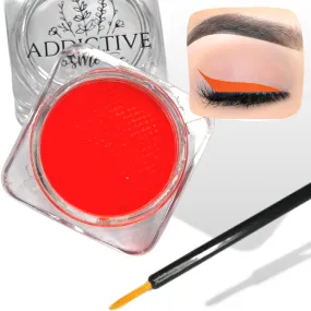 Addictive Cosmetics Bright Orange Cake Eyeliner with Applicator Brush - Water Activated Dry Pressed Eyeliner - Long-Lasting, Vibrant Color, Smudge Resistant - Vegan Cruelty Free (Bright Orange)