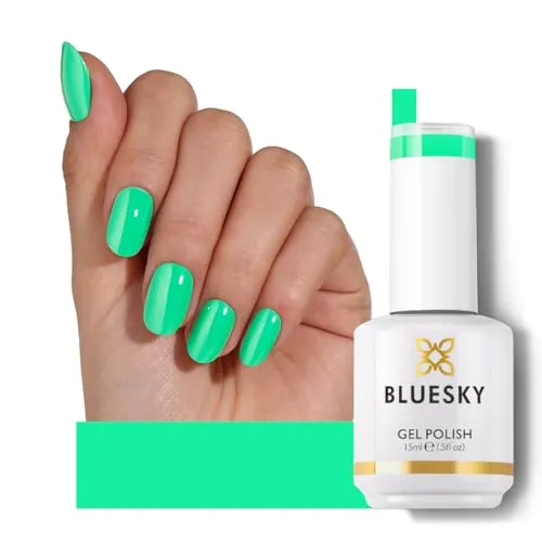 BLUESKY Gel Polish for Nails Color Neon Green,Salon Single Bottle Gel Soak Off Manicure at Home,Long Lasting &Chip Resistant, Vegan, 15ml A084P/AQUA MARINE