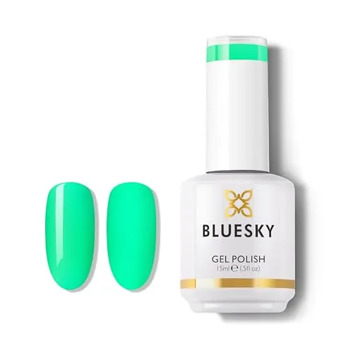 BLUESKY Gel Polish for Nails Color Neon Green,Salon Single Bottle Gel Soak Off Manicure at Home,Long Lasting &Chip Resistant, Vegan, 15ml A084P/AQUA MARINE