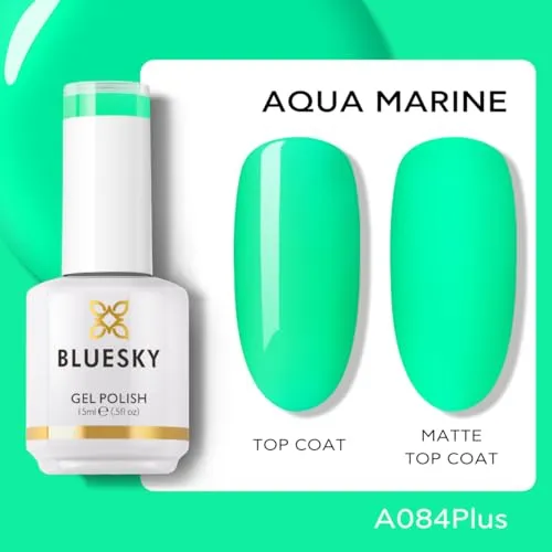 BLUESKY Gel Polish for Nails Color Neon Green,Salon Single Bottle Gel Soak Off Manicure at Home,Long Lasting &Chip Resistant, Vegan, 15ml A084P/AQUA MARINE