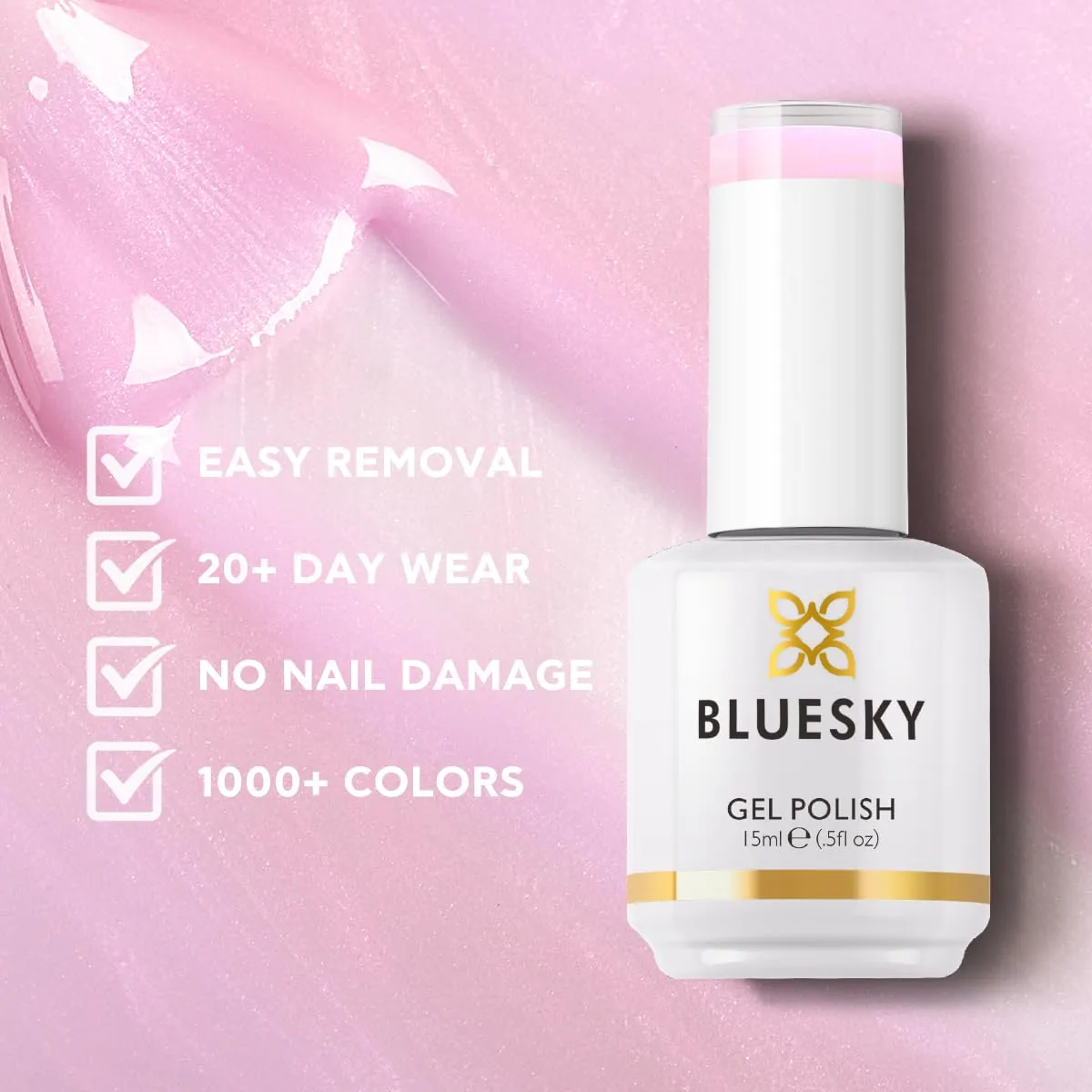 BLUESKY Gel Polish for Nails Color Pink Fragrant, Salon Manicure Single Bottle, Long Lasting&Chip Resistant,15ml,80502P/NEGLIGEE