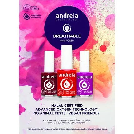 Breathable nail polish Andrey Halal, glossy vegan and cruelty-free, 10.5 ml, B3, blue, Andreia