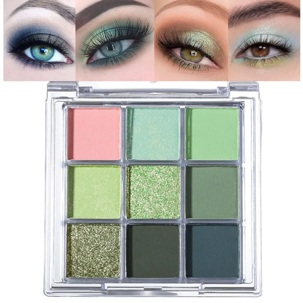 CAKAILA 9 Colors Blue Grey Highly Pigmented Colorful Eyeshadow Palette,Matte Shimmer Navy Blue Sky Blue Grey Eye Shadow Makeup Palettes,Long