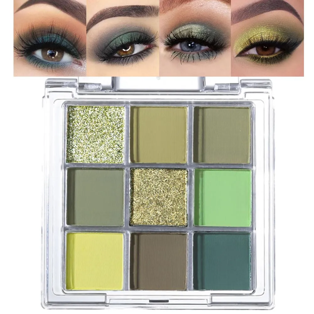 CAKAILA 9 Colors Blue Grey Highly Pigmented Colorful Eyeshadow Palette,Matte Shimmer Navy Blue Sky Blue Grey Eye Shadow Makeup Palettes,Long