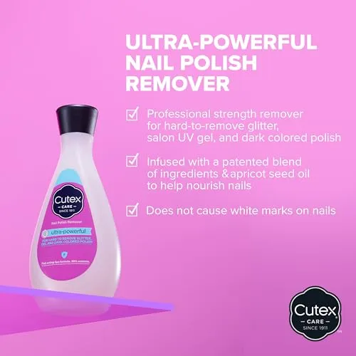 Cutex Gel Nail Polish Remover, Ultra-Powerful & Removes Glitter and Dark Colored Paints, Paraben Free, 10.1 Fl Oz