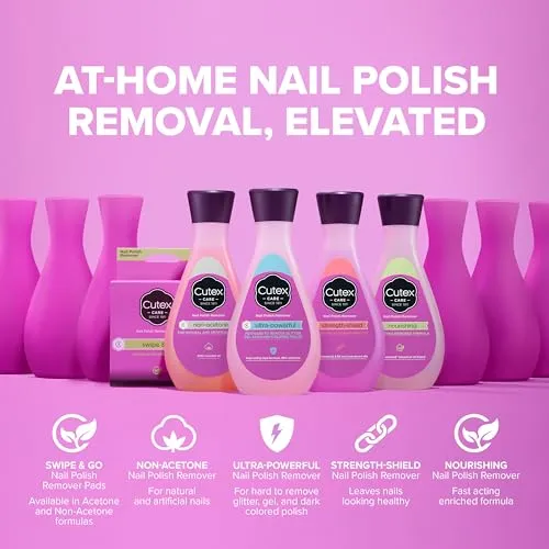Cutex Gel Nail Polish Remover, Ultra-Powerful & Removes Glitter and Dark Colored Paints, Paraben Free, 10.1 Fl Oz
