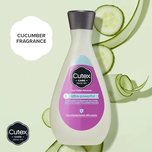 Cutex Gel Nail Polish Remover, Ultra-Powerful & Removes Glitter and Dark Colored Paints, Paraben Free, 10.1 Fl Oz