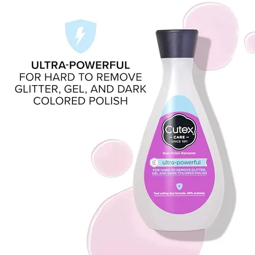 Cutex Gel Nail Polish Remover, Ultra-Powerful & Removes Glitter and Dark Colored Paints, Paraben Free, 10.1 Fl Oz