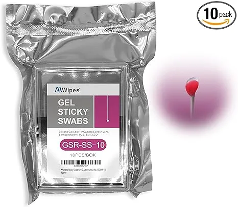 ESD Sticky Dust Rods | Stainless Steel, 2.5mm/0.1 inch Red Round Head, 100 Swabs, Medium Viscosity | Professional Silicone Gel Swabs for Camera Sensors, Semiconductors, PCB, etc. (GSR-SS-100)