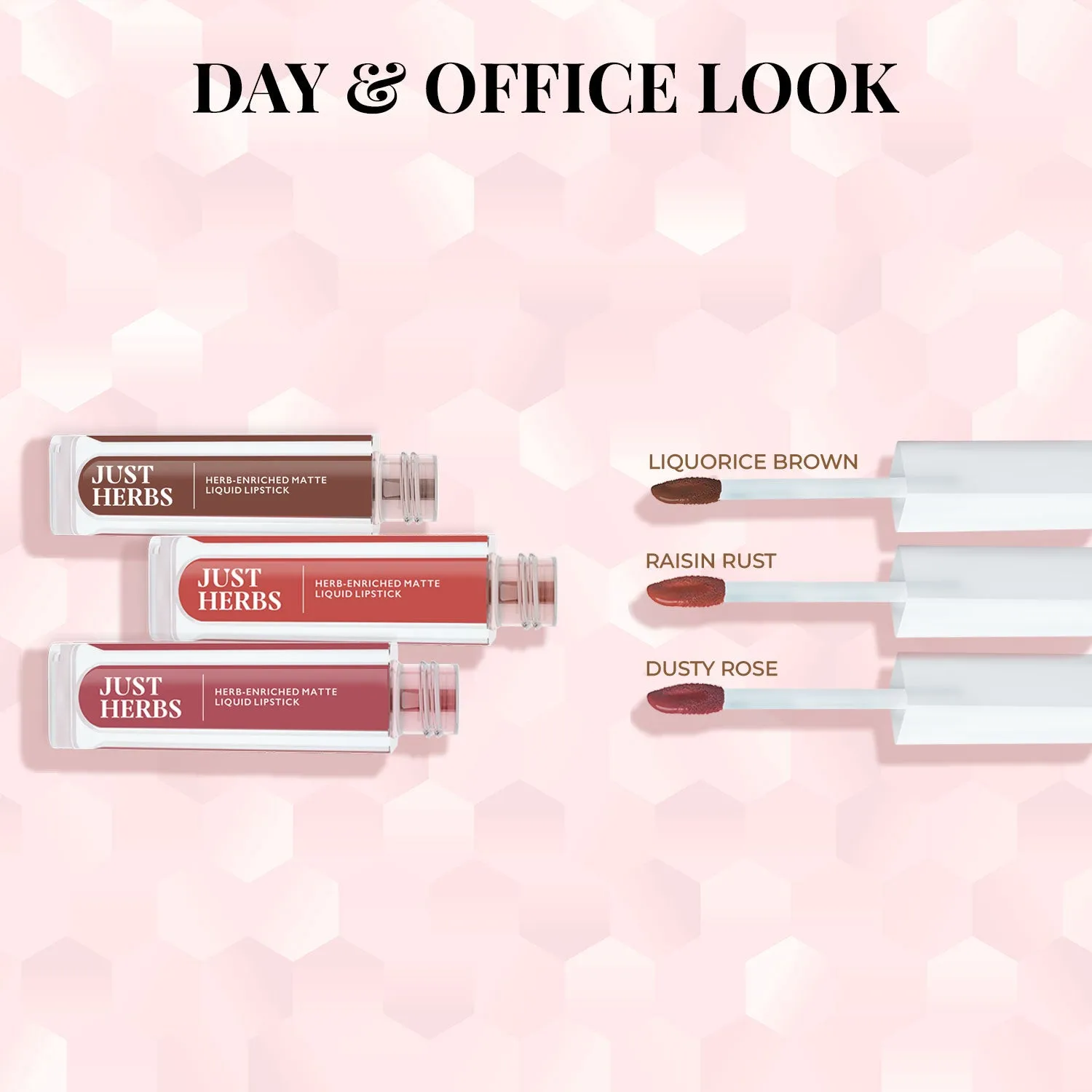 Full-Size Herb Enriched Matte Liquid Lipstick Kit - Set of 3 (Day & Office Look) - GWP