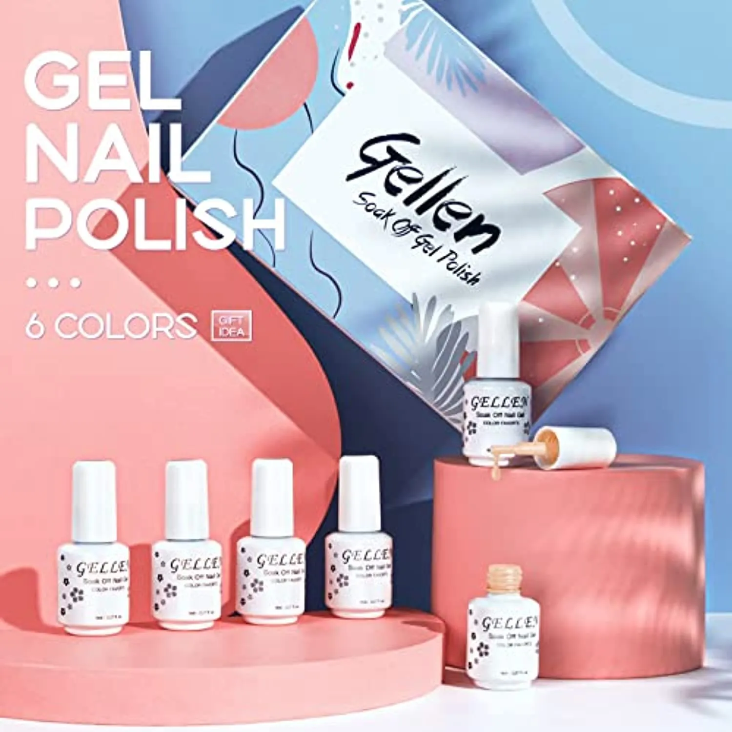 Gellen Gel Nail Polish Kit- Nude Grays 6 Colors, Popular Nail Art Design Classic Pastels Natural Shades Gel Polish Home Gel Manicure Set