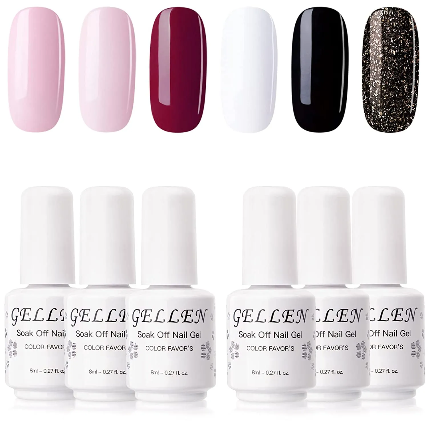 Gellen Gel Nail Polish Kit- Nude Grays 6 Colors, Popular Nail Art Design Classic Pastels Natural Shades Gel Polish Home Gel Manicure Set