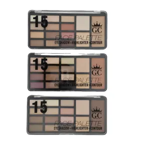 Gold Collection 15-Colors Face Palette (Eyeshadow   Highlighter   Contour)