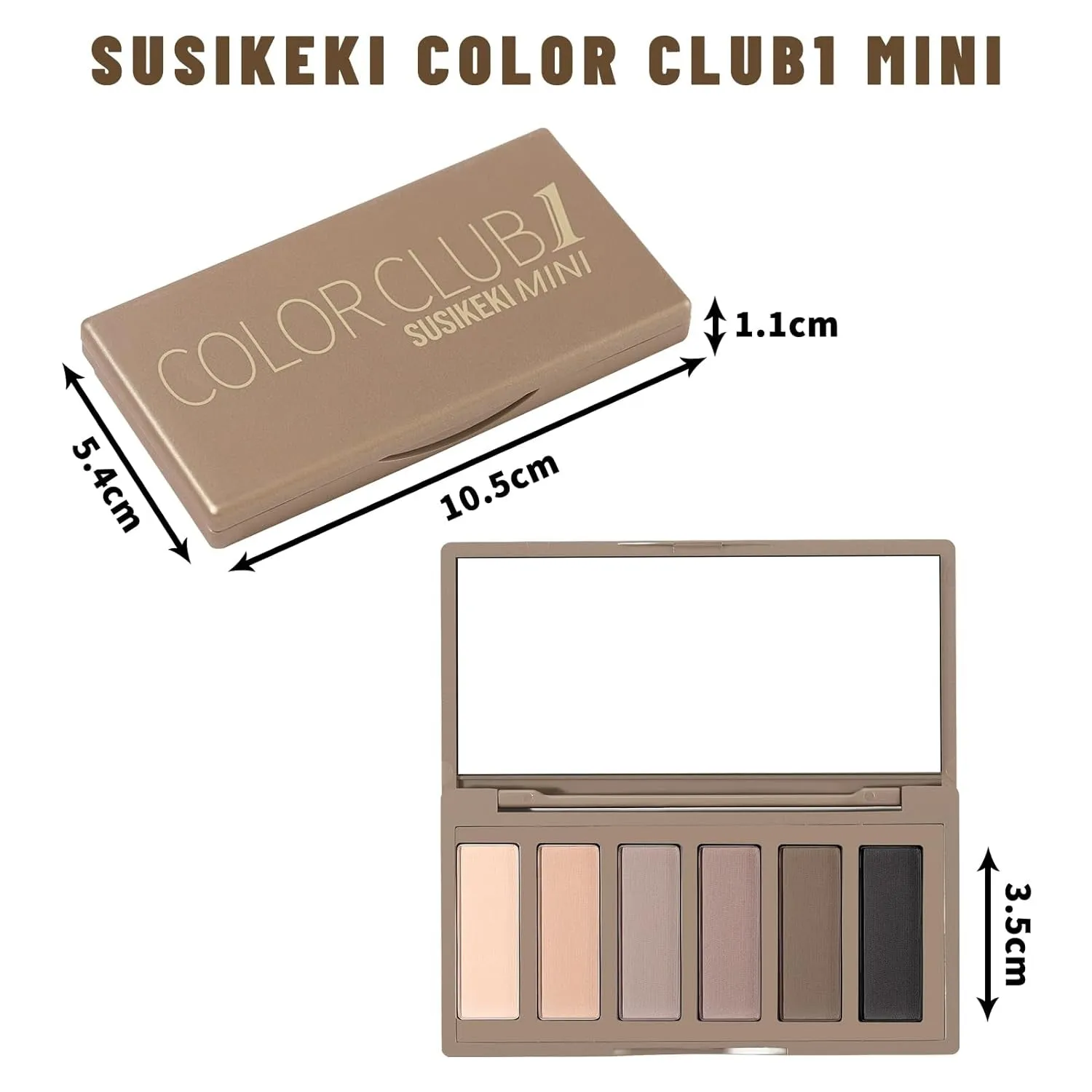 Mini Naked Eyeshadow Palette - 6 Pigmented Neutral Shades for Smoky Eyes, Travel-Friendly & Waterproof