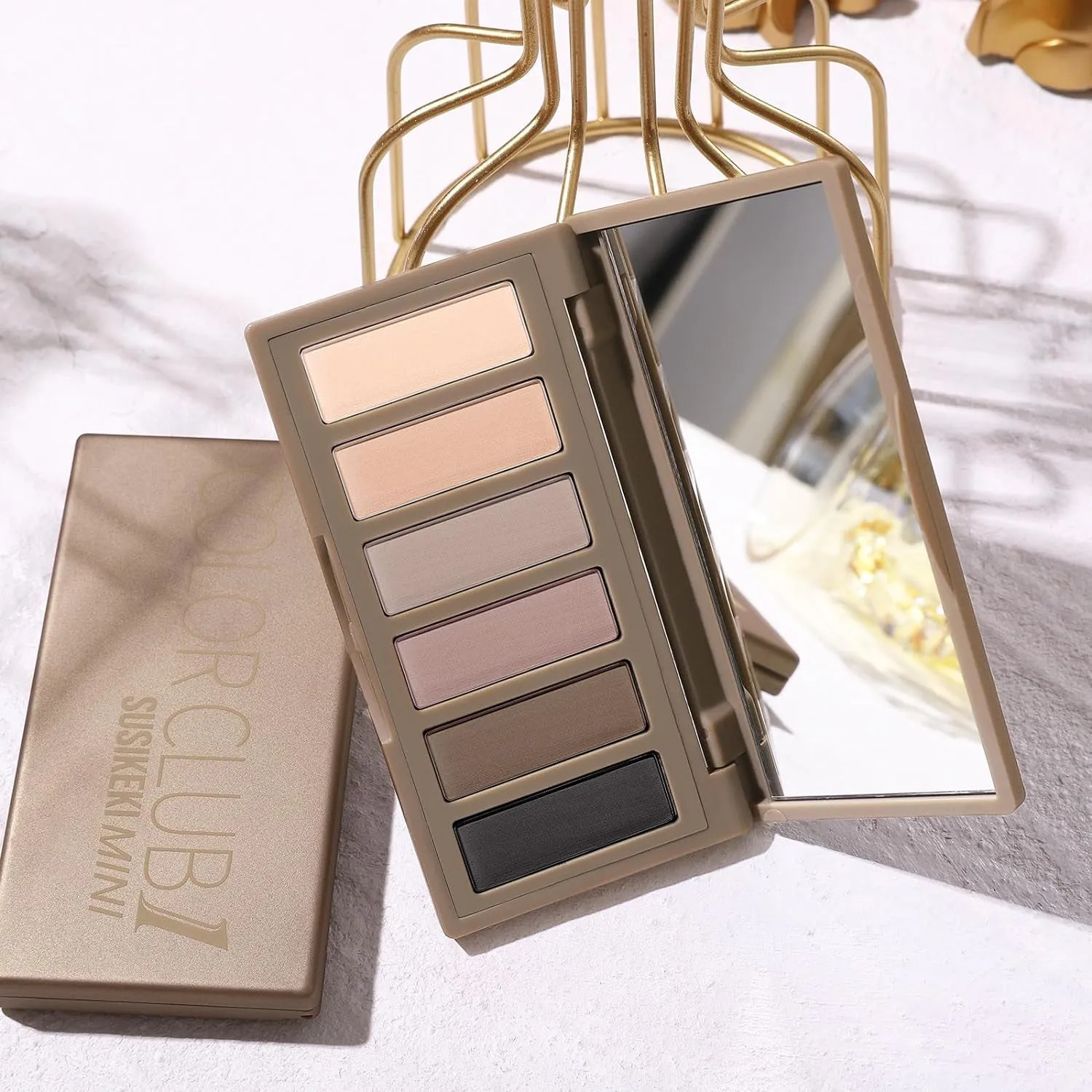 Mini Naked Eyeshadow Palette - 6 Pigmented Neutral Shades for Smoky Eyes, Travel-Friendly & Waterproof