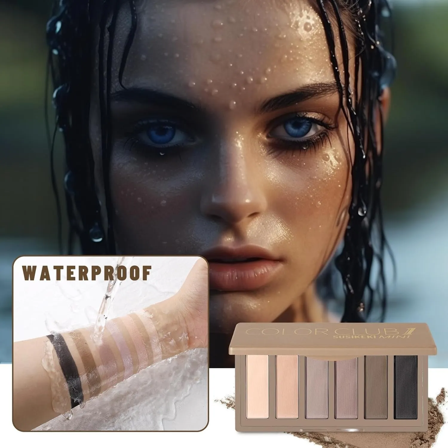Mini Naked Eyeshadow Palette - 6 Pigmented Neutral Shades for Smoky Eyes, Travel-Friendly & Waterproof