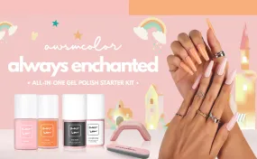 New "AwsmColor Always Enchanted Gel Nail Polish Kit with Base Coat, Top Coat, UV Lamp, Clean Up Packs, Nail File & 2 Gel Polish in colours Princess & Heroine!