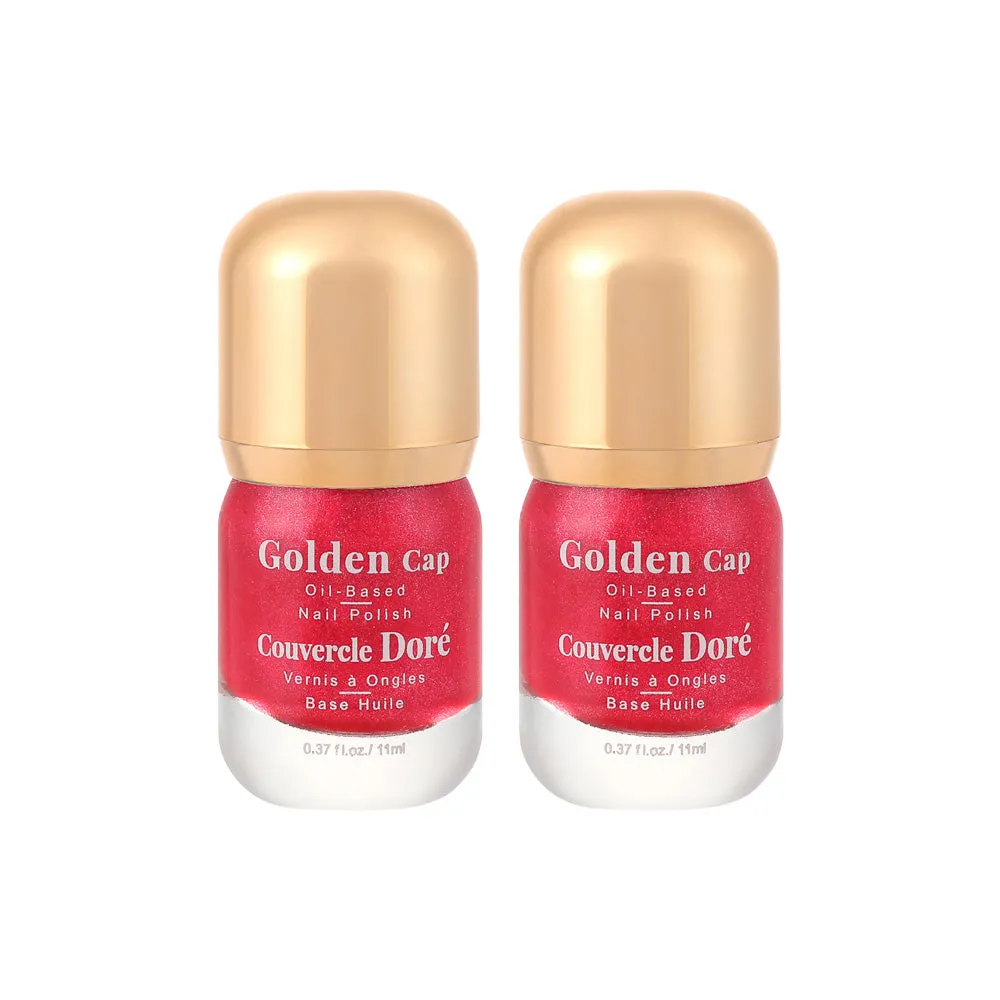 Pack Of 2 | Golden Cap Oil-based Nail Polish(13 Shiny Pink)