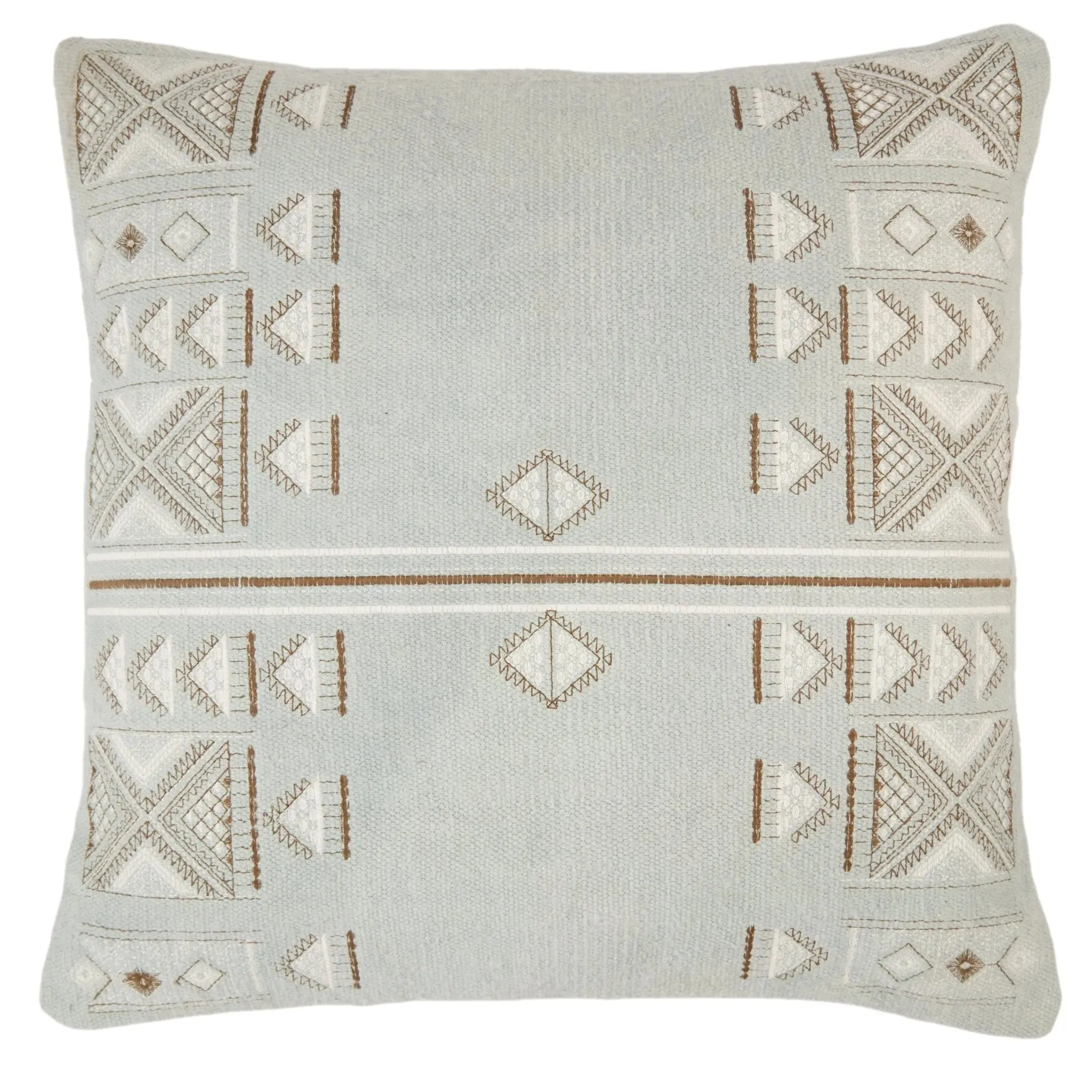 Puebla PUB12 Light Blue/Brown Pillow