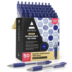 Retractable Gel Ink Pens, Blue - 50 Pack