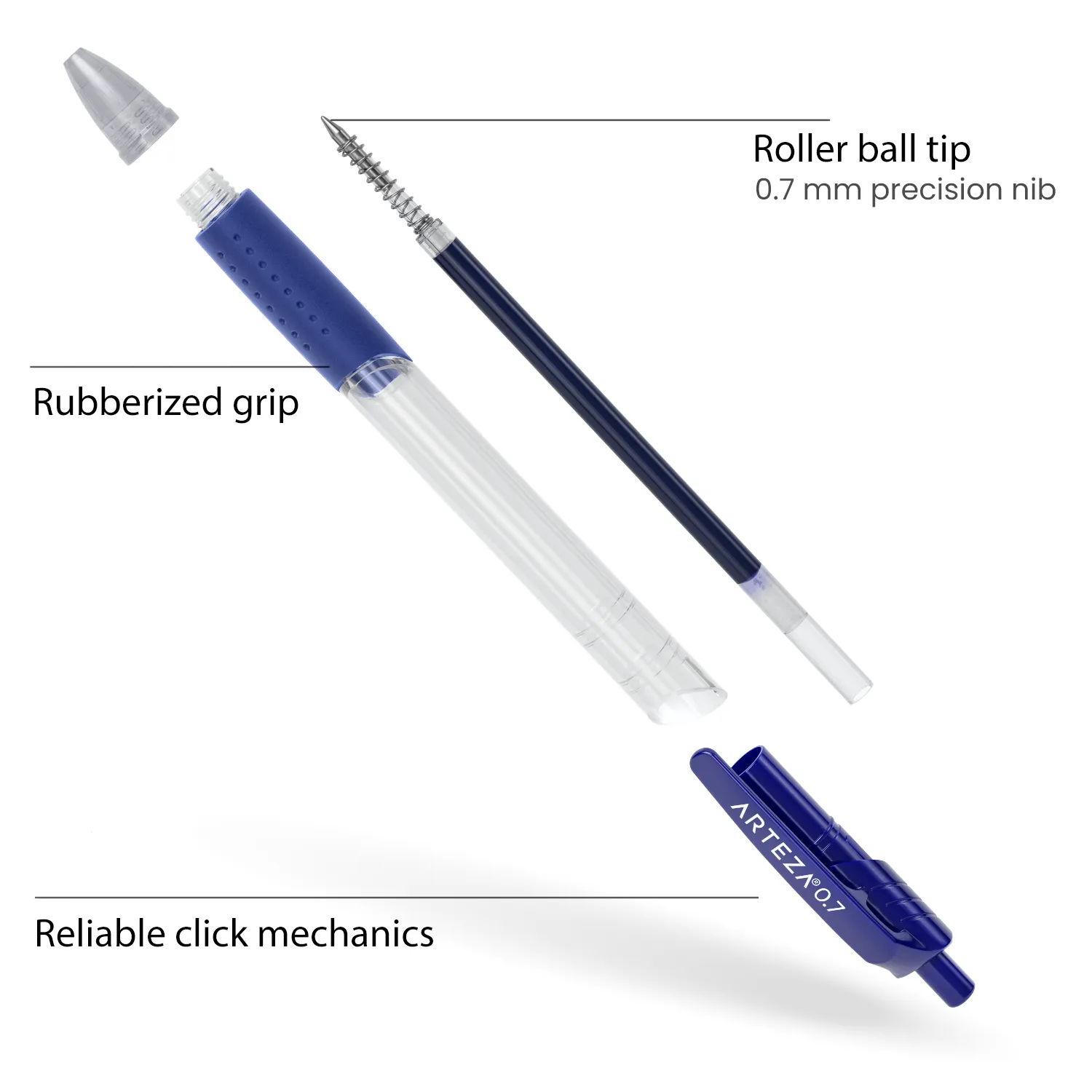 Retractable Gel Ink Pens, Blue - 50 Pack