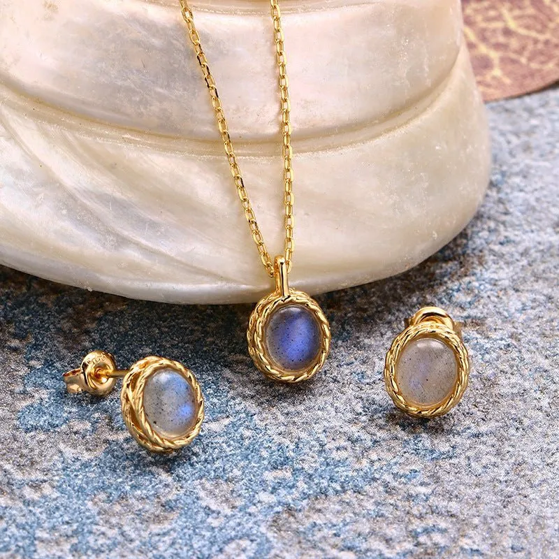 Retro Style Labradorite Earrings