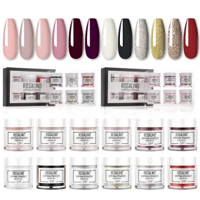 ROSALIND Dip Powder Colors For Nail Art Decoration 2 Set of 6pcs, Valentine's Day Nail Acrylic Dipping Powder Kit Nail Dip Powder Not Need UV/LED Lamp Not Included Base & Top Coat