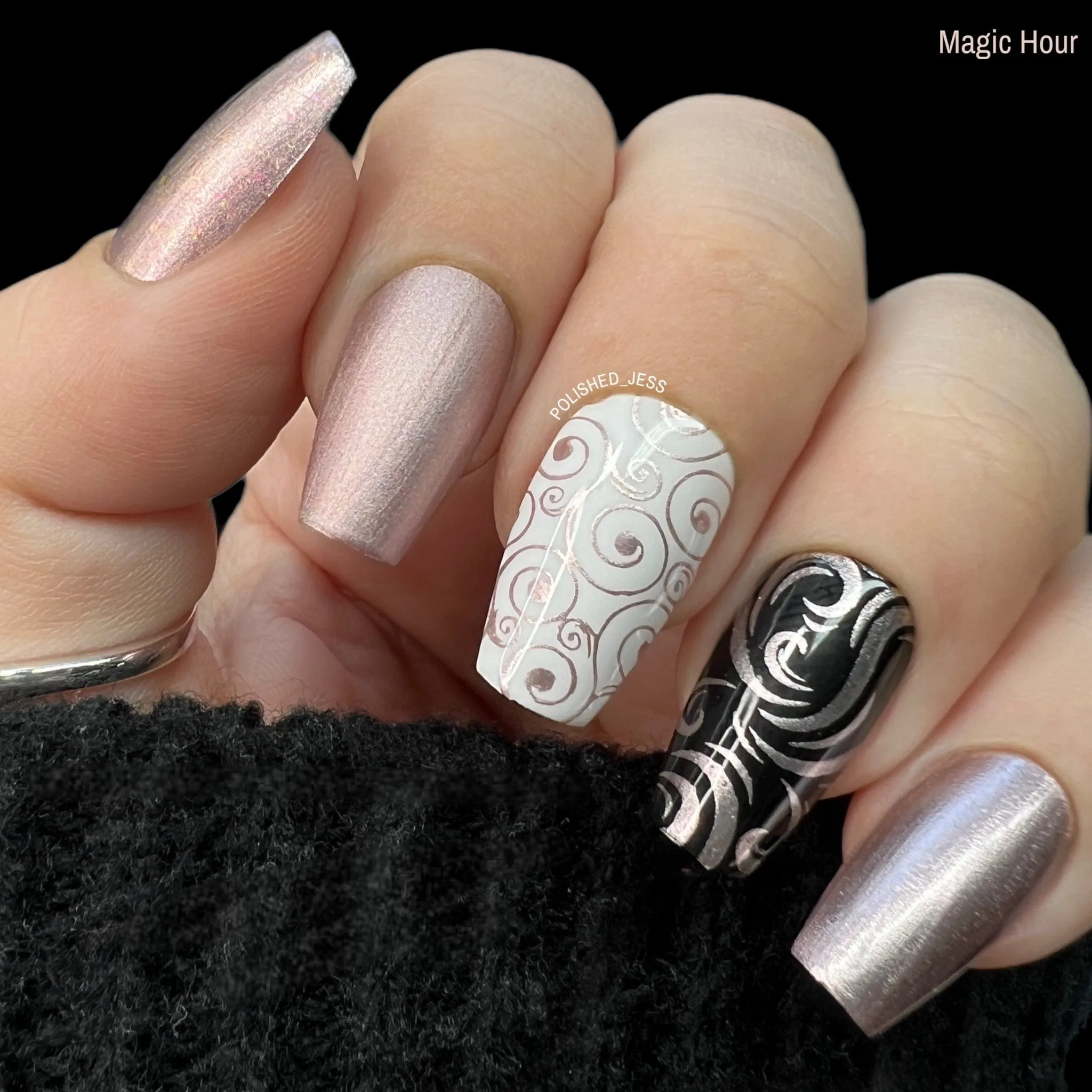 Snowflake Waltz Collection: Magic Hour (B229) - Champagne Shimmer Stamping Polish