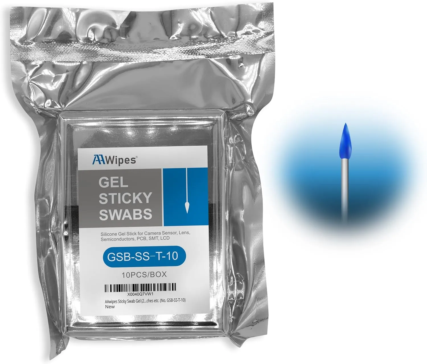 Sticky Swab Gel (2.0 mm/0.08 inch Tipped Head, 100 Swabs Blue) Sticky Pen Silicone Gel Stick for Camera Sensors, LCD, Semiconductors, PCB, SMT & Watches etc. (No. GSB-SS-T-100)